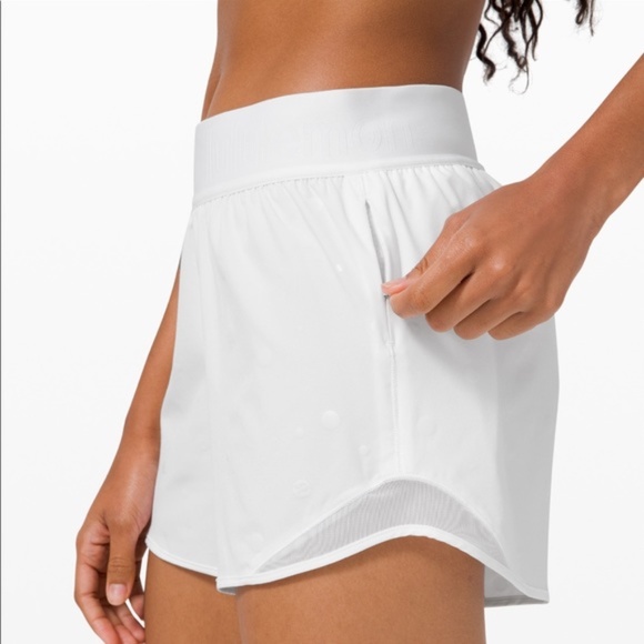 Lululemon Hotty Hot HR Short 4” Poco Logo White - Picture 2 of 5